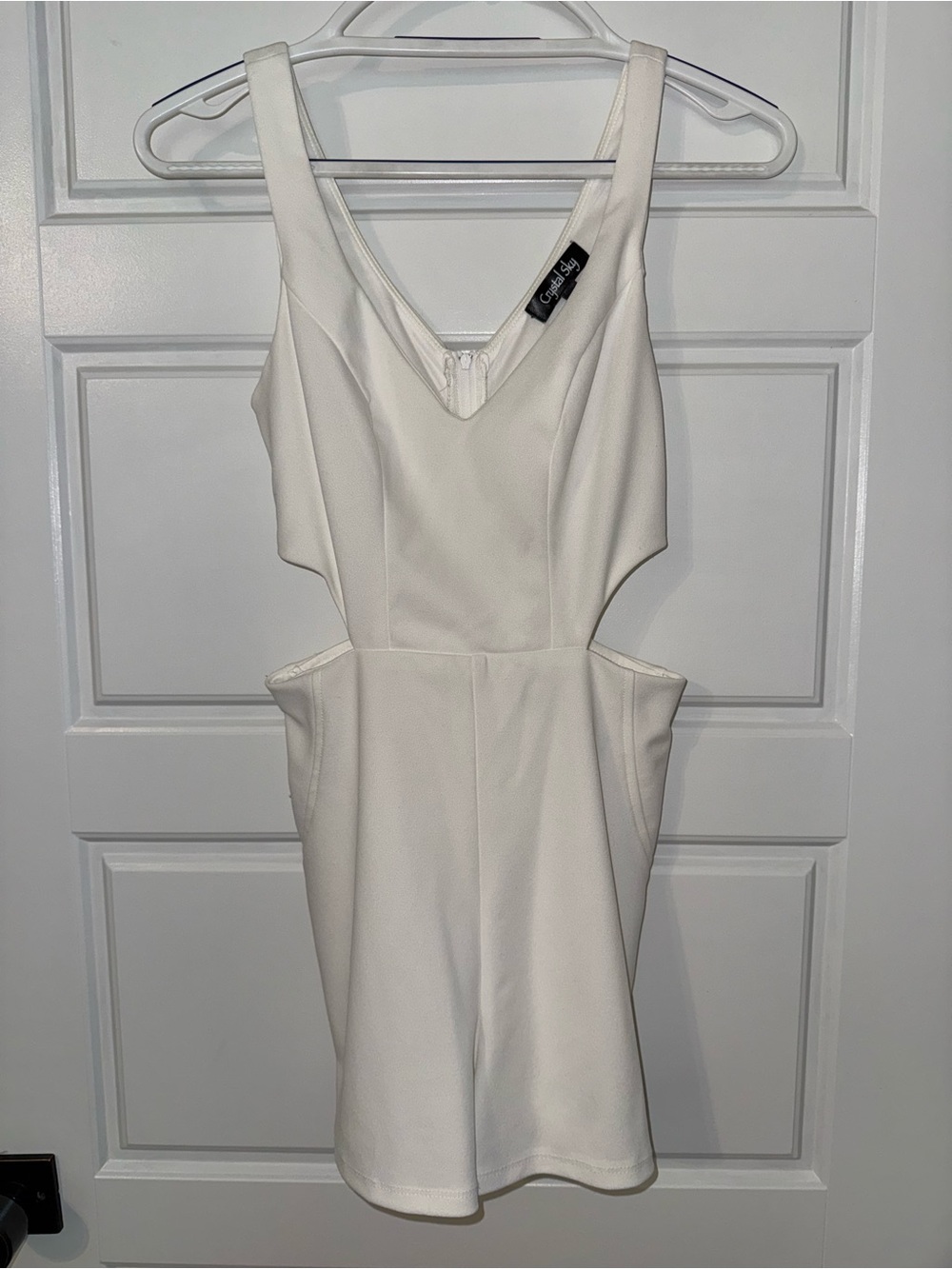 Cutout V-Neck White Romper by Crystal Sky